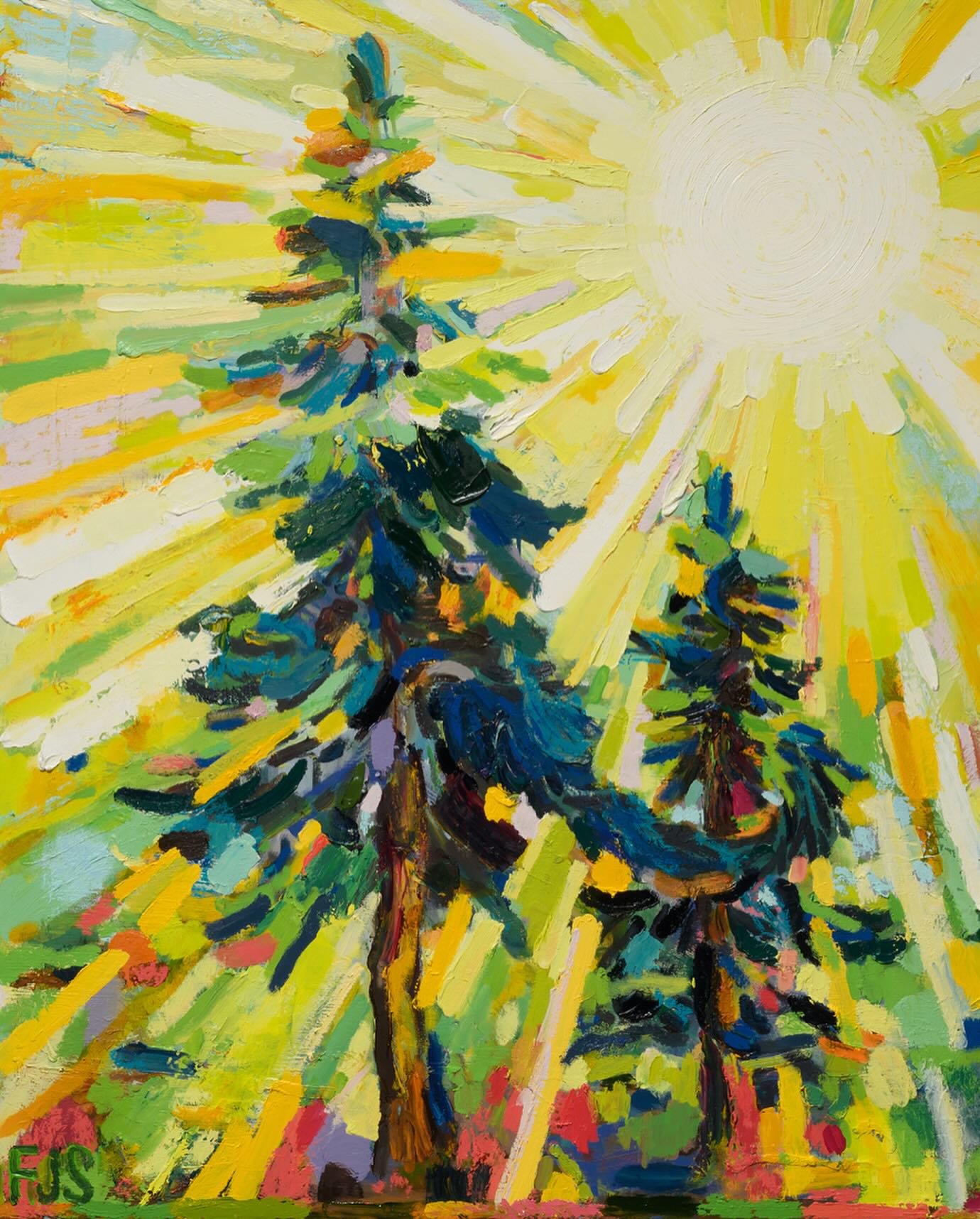 “Two Trees”
Oil on canvas, 46 x 34, 2014-2024
Here’s a painting from my City of Trees solo show in January.