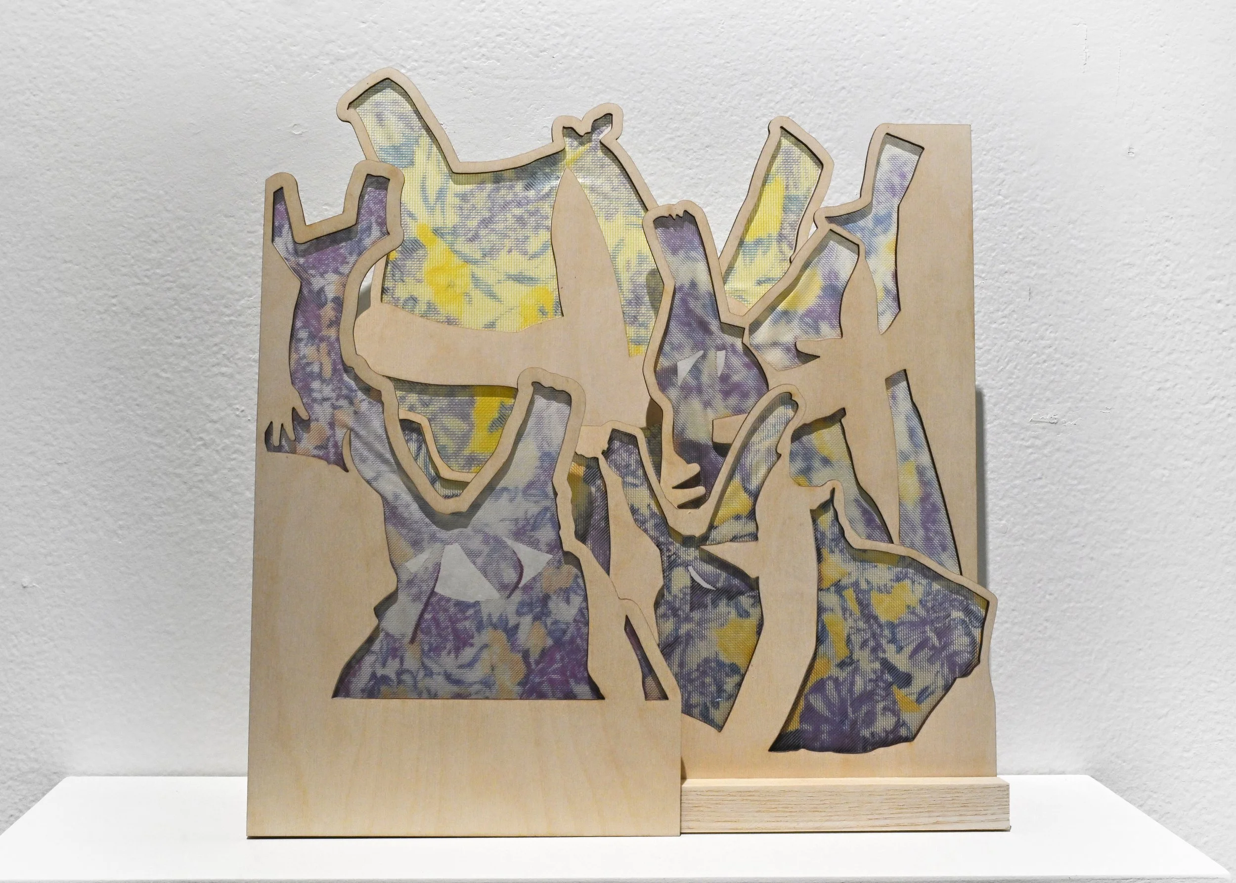 A pile of dresses

2025
laser cut on birch plywood, archival pigment print on Japanese wash, wheat starch glue
