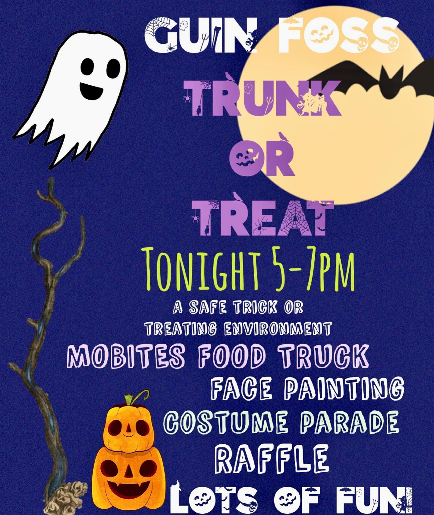 Tonight is the night! Dolphins, The Guin Foss Trunk or Treat is here! We hope to see you there! 5-7pm.