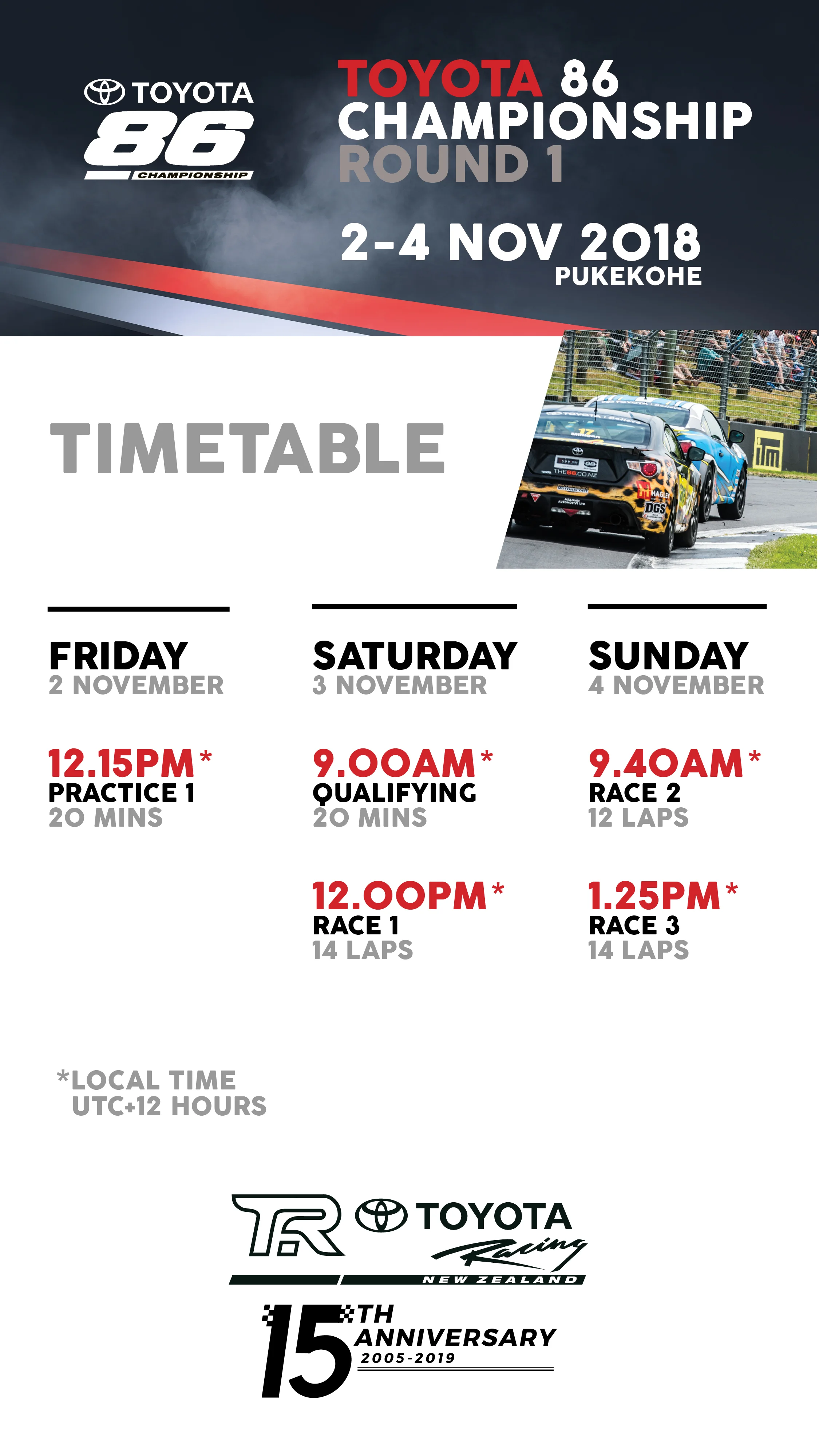 Toyota 86 Championship Event Schedule - Instagram story 16:9 ratio