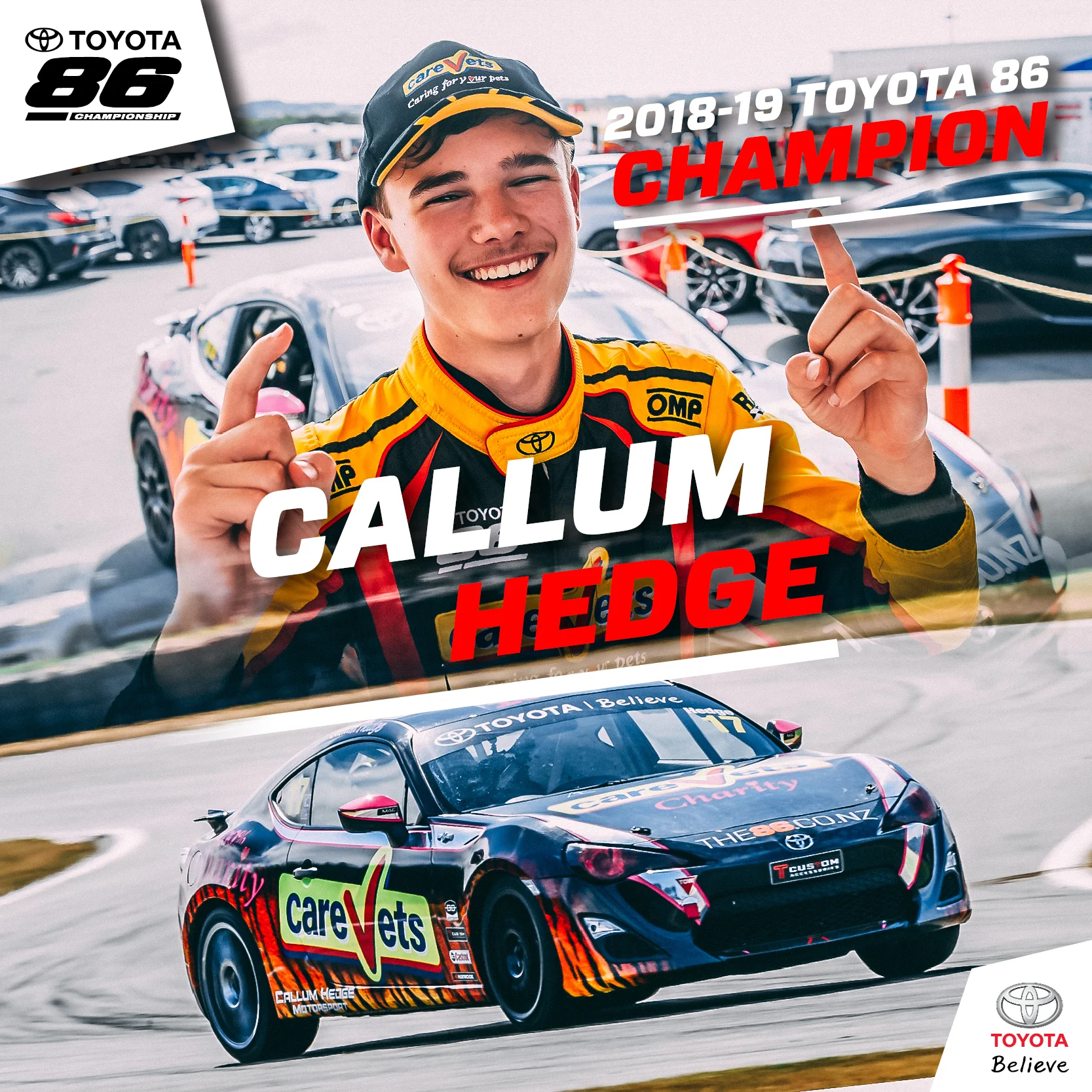 2018-18 Toyota 86 Champion Callum Hedge - Facebook and Instagram post