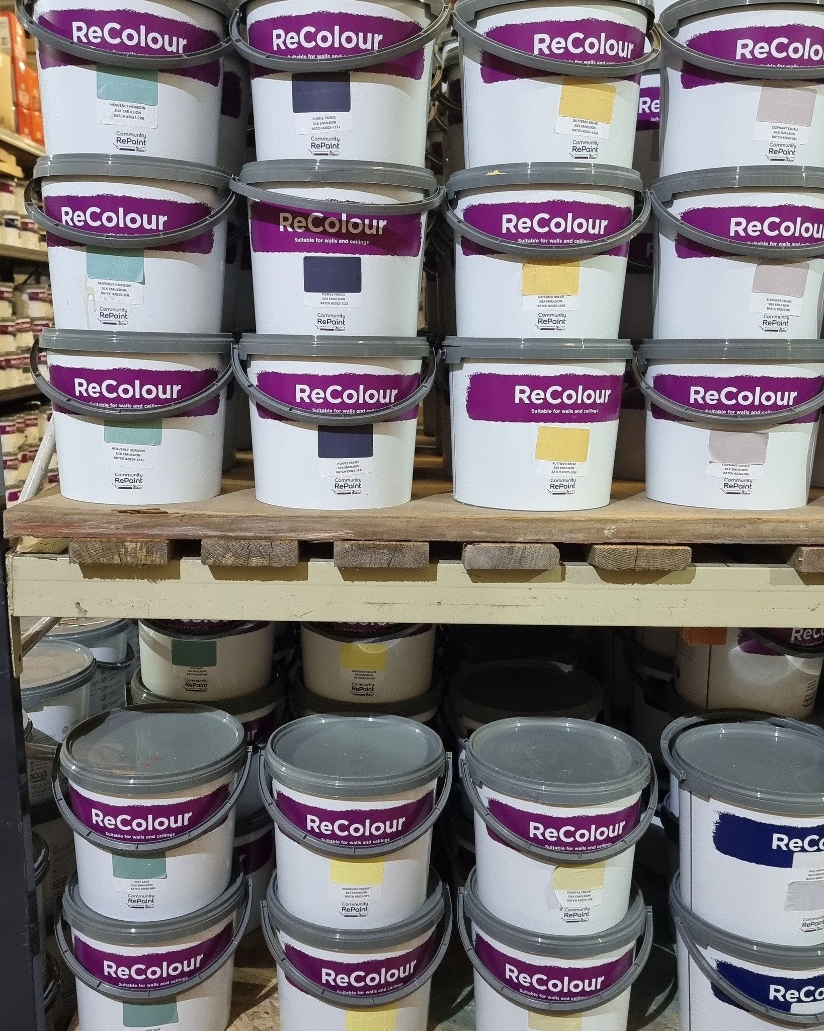 Call in and browse our amazing range of ReColour recycled paints

We have paint for every project, all at prices you'll love ❤️ 

ReColour White emulsion &pound;7.50 for 5 litres
Colours &pound;12
Masonry, garden and gloss &pound;14
And our new prime