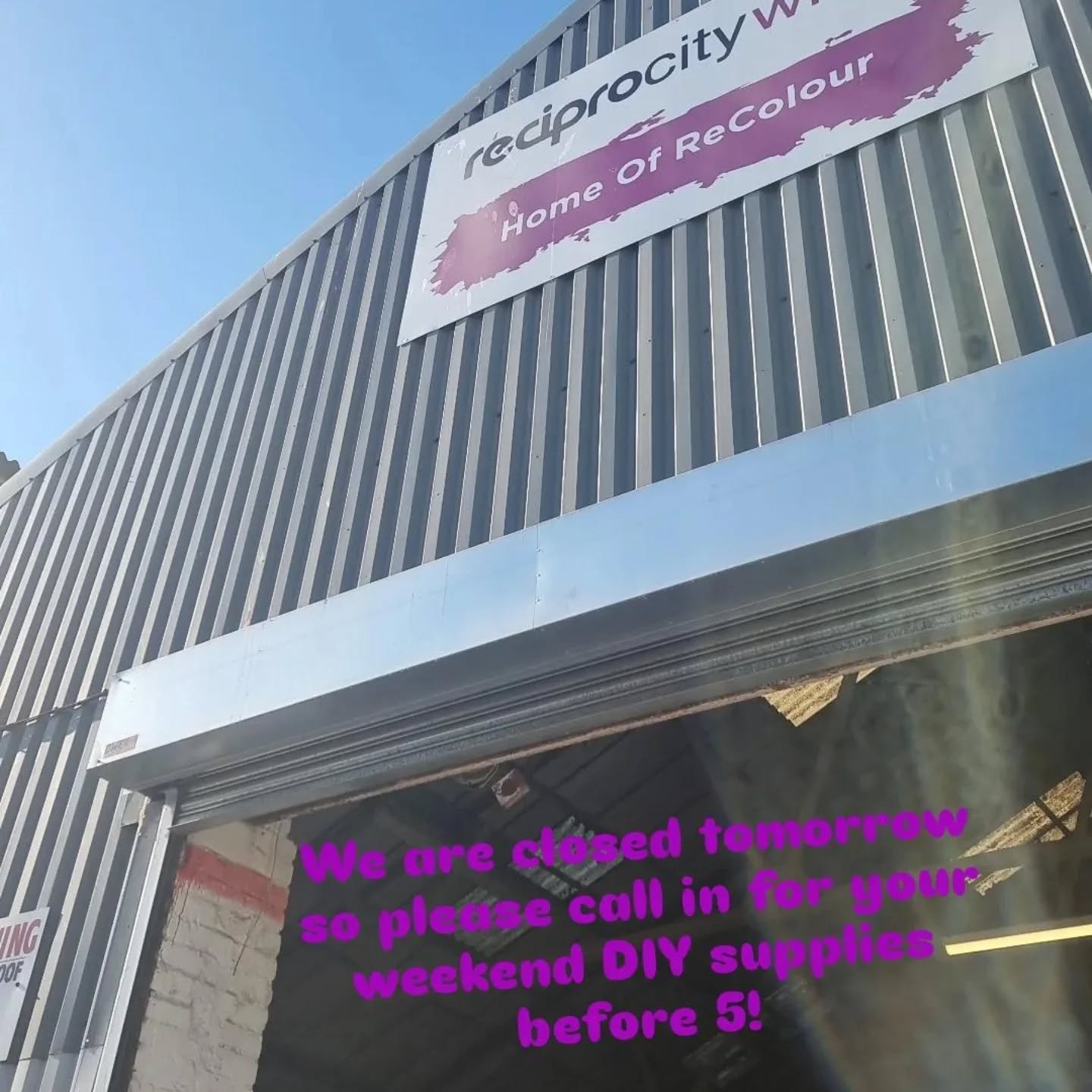WE ARE CLOSED TOMORROW!

Open Saturday, then closed until Tuesday, so make sure to pop in for all your Bank Holiday DIY deals!