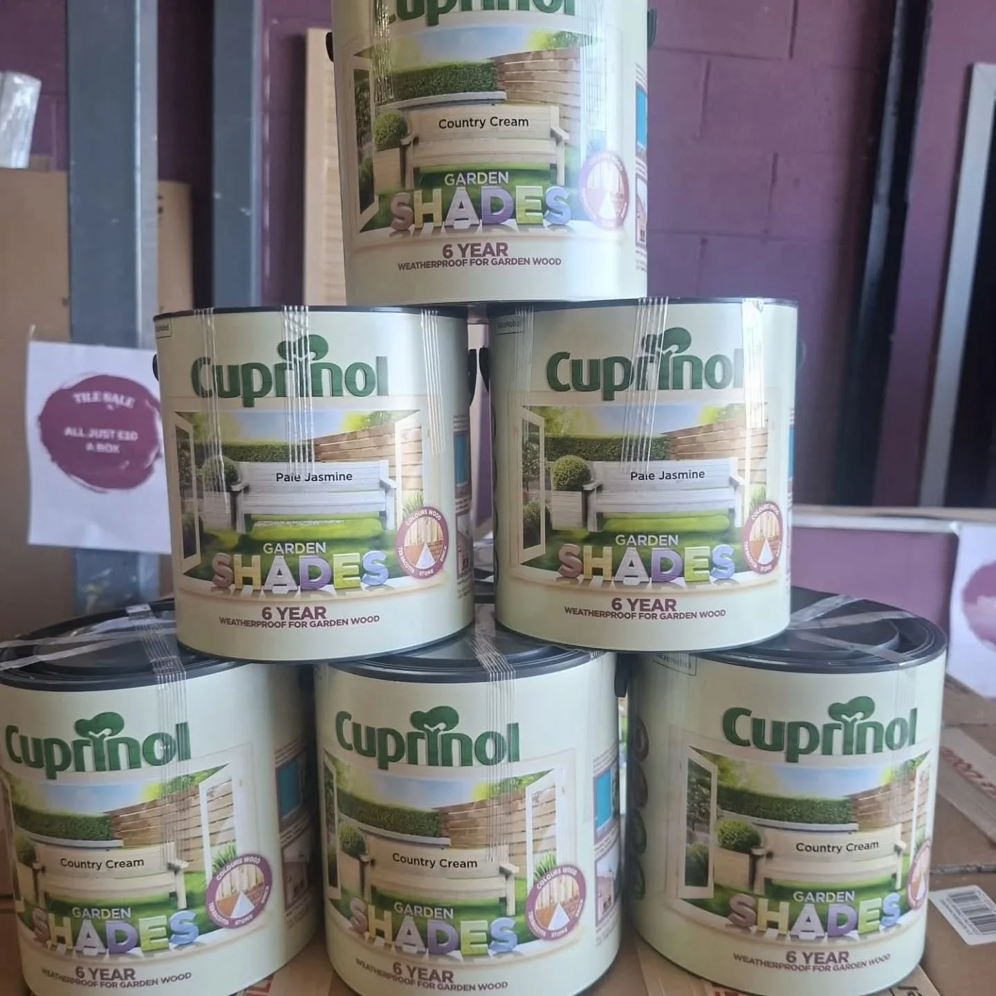 Brand new cuprinol garden paint &pound;10 each or 3 for &pound;25! We also have smaller quanties available from just 60p a litre!