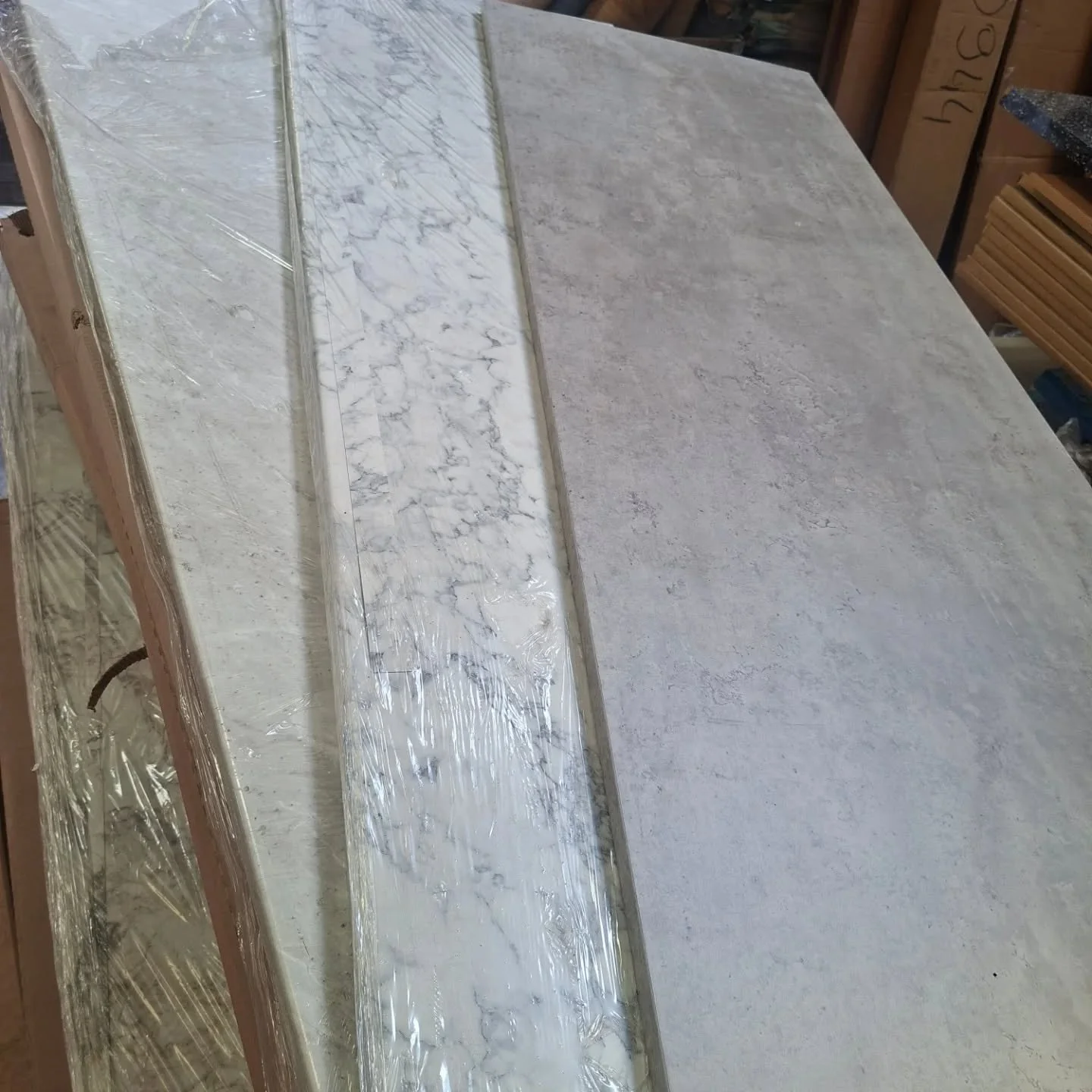 White marble &amp; grey worktops available from just &pound;60 (only 1 of each available).

Open until 4pm today!