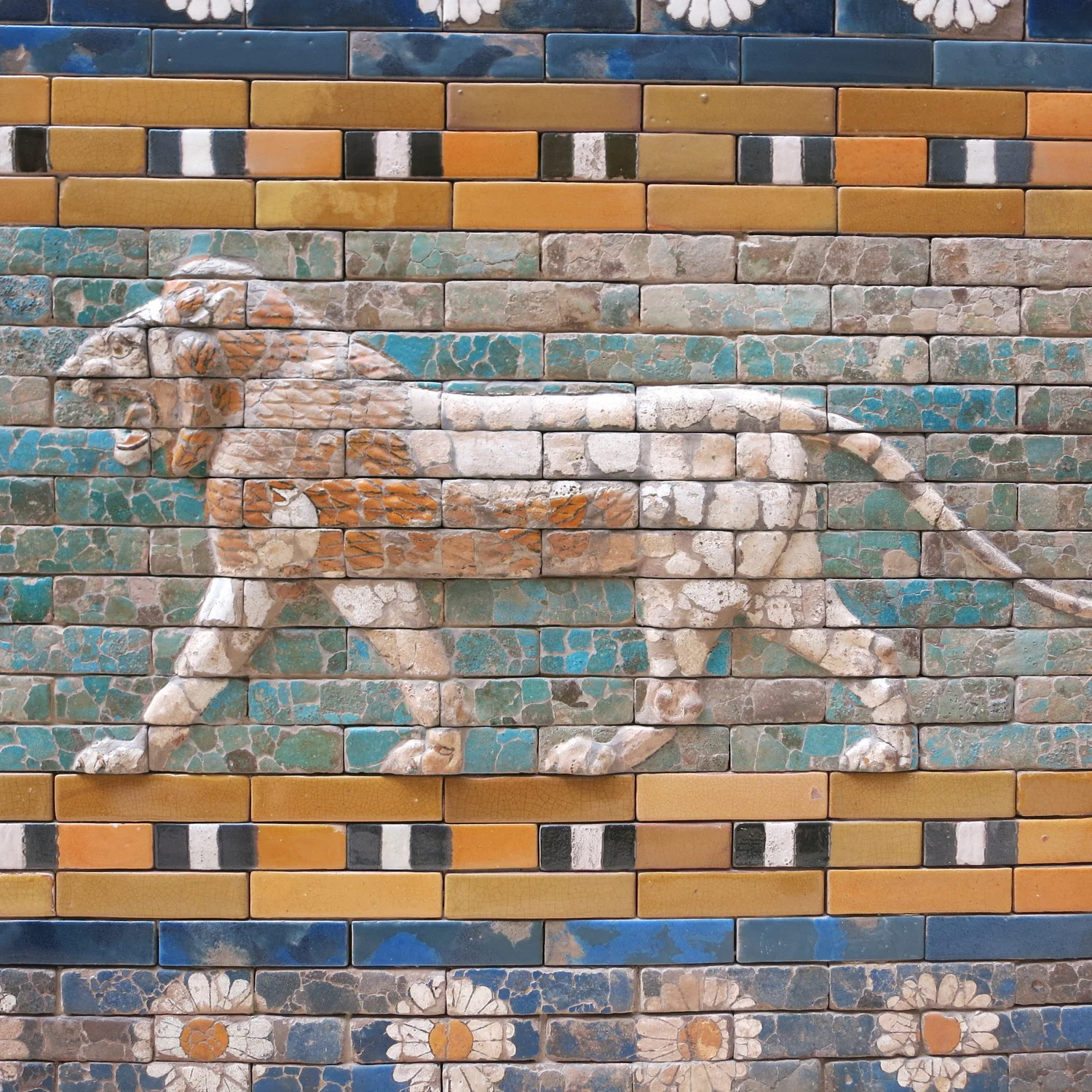 Fig. 1.3: Ishtar Gate, dedicated to the Babylonian goddess Ishtar. This was one of several gates leading to inner city of Babylon. It was built during the reign of Nebuchadnezzar II in 575 BCE. Pergamon Museum, Berlin.