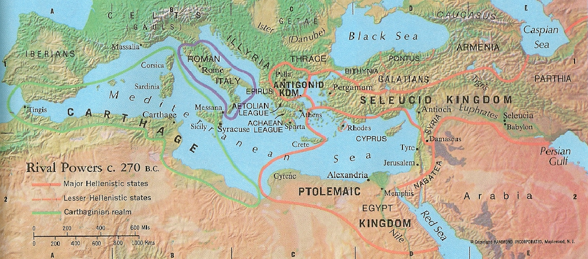 The Ptolemaic Empire at its height in 270 BCE.