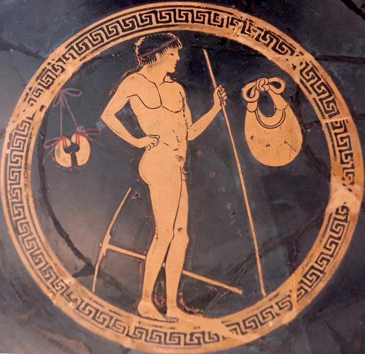 Fig. 1.11: A plate featuring a nude athlete in Greek style.