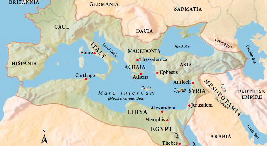 Map 1.3: Roman Empire in the first century.