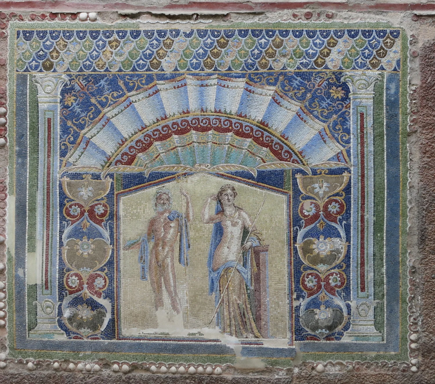 Fig. 3.4: Mosaic of Poseidon and Amphitrite, Herculaneum, 1st century CE. Roman and Greek gods were commonly depicted in the nude or semi-clad.