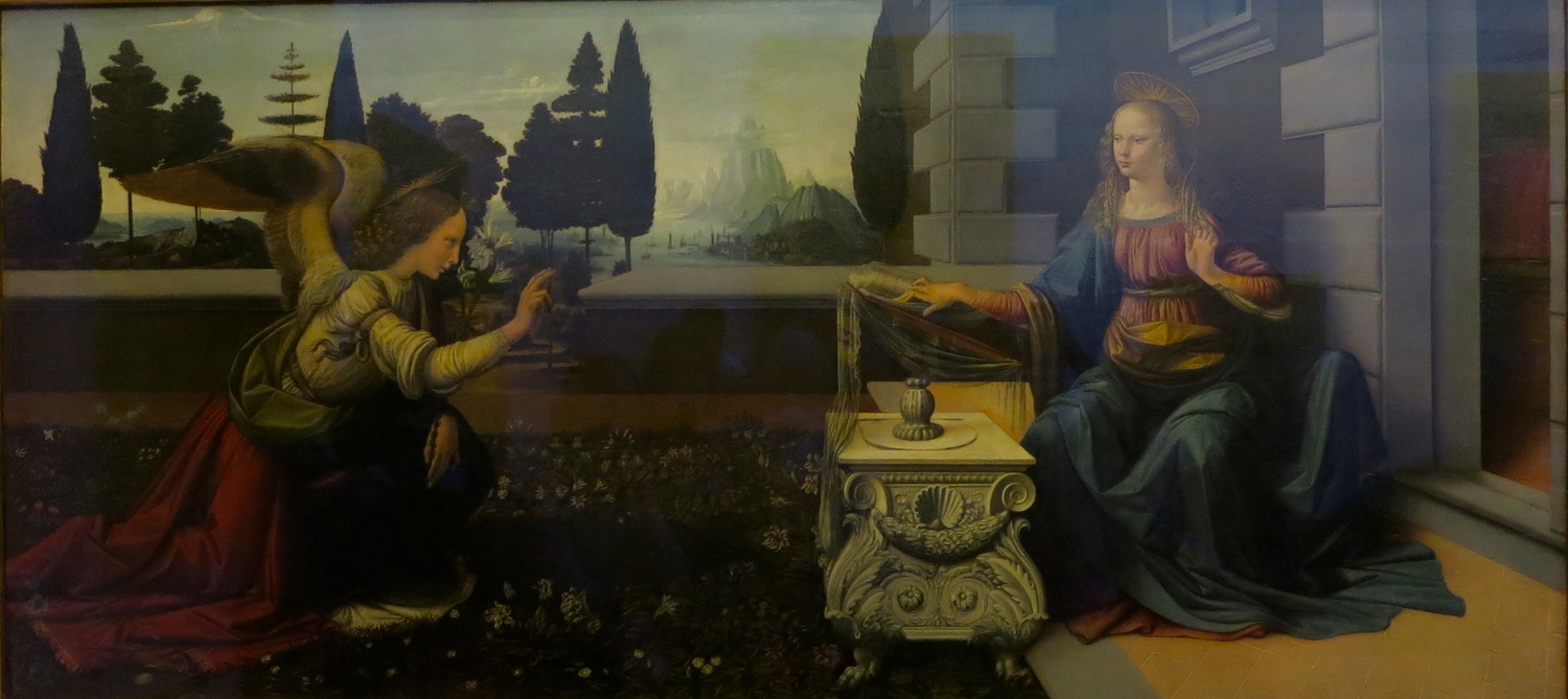 Fig. 5.31: Leonardo da Vinci, “The Annunciation” Uffizi, Florence. c. 1472.