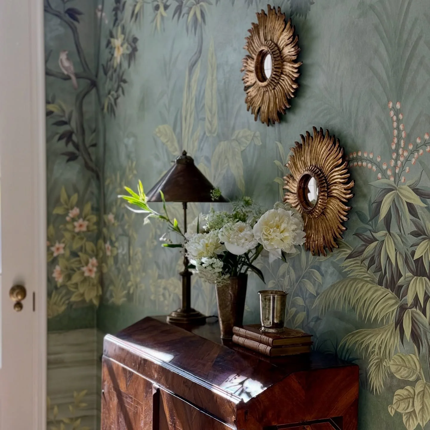 A glimpse of our client&rsquo;s entry - I just can&rsquo;t get enough of this @graciestudio wallpaper 💚