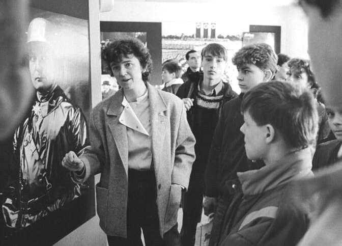 German school children visit the Ravensbruck Memorial, 1988