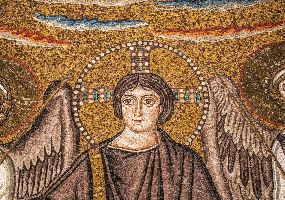 Detail of the young unbearded Christ enthroned