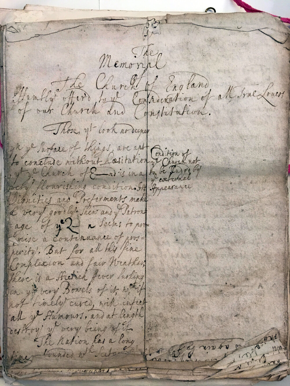 Manuscript copy of "The Memorial"