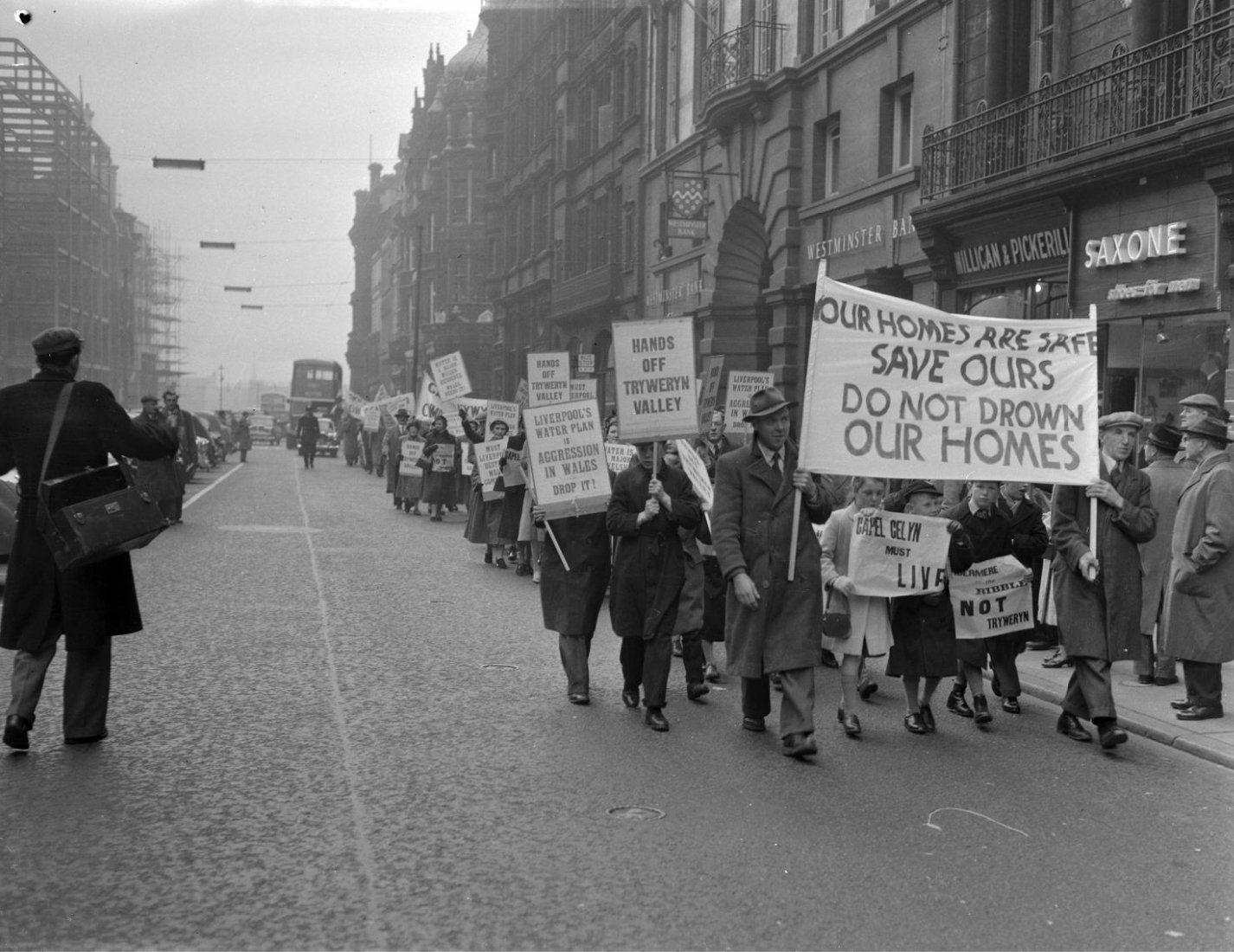 Protest in Liverpool against the drowning of the Tryweryn Valley