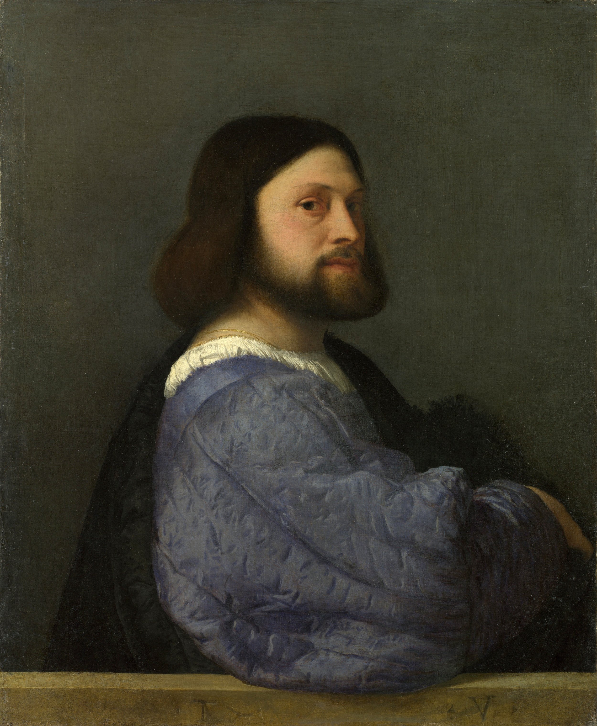 Titian. 'Portrait of a Man with a Quilted Sleeve