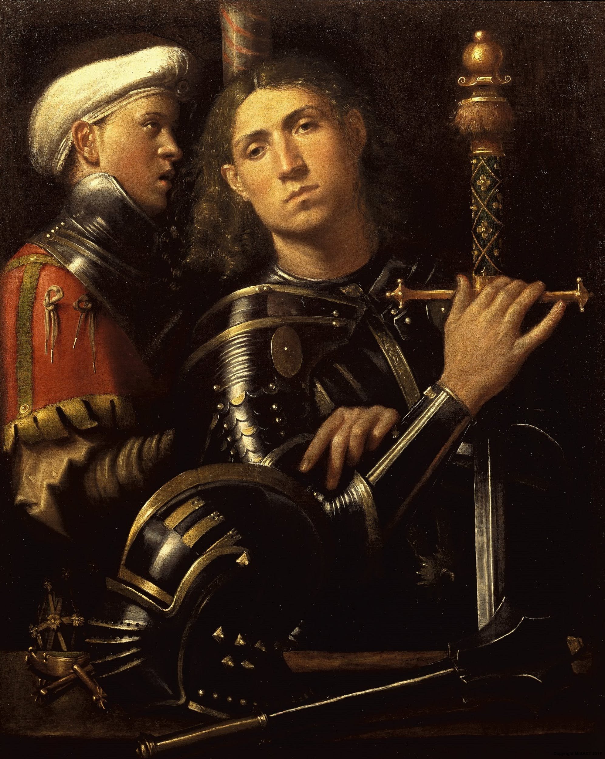 Giorgione, Portrait of Man in Armour with a Squire