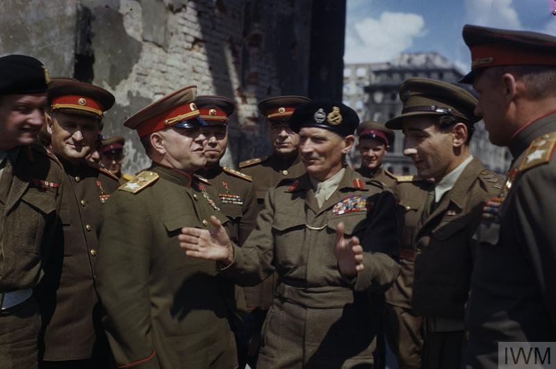 Montgomery Decorates Russian Generals at the Brandenburg Gate, 1945