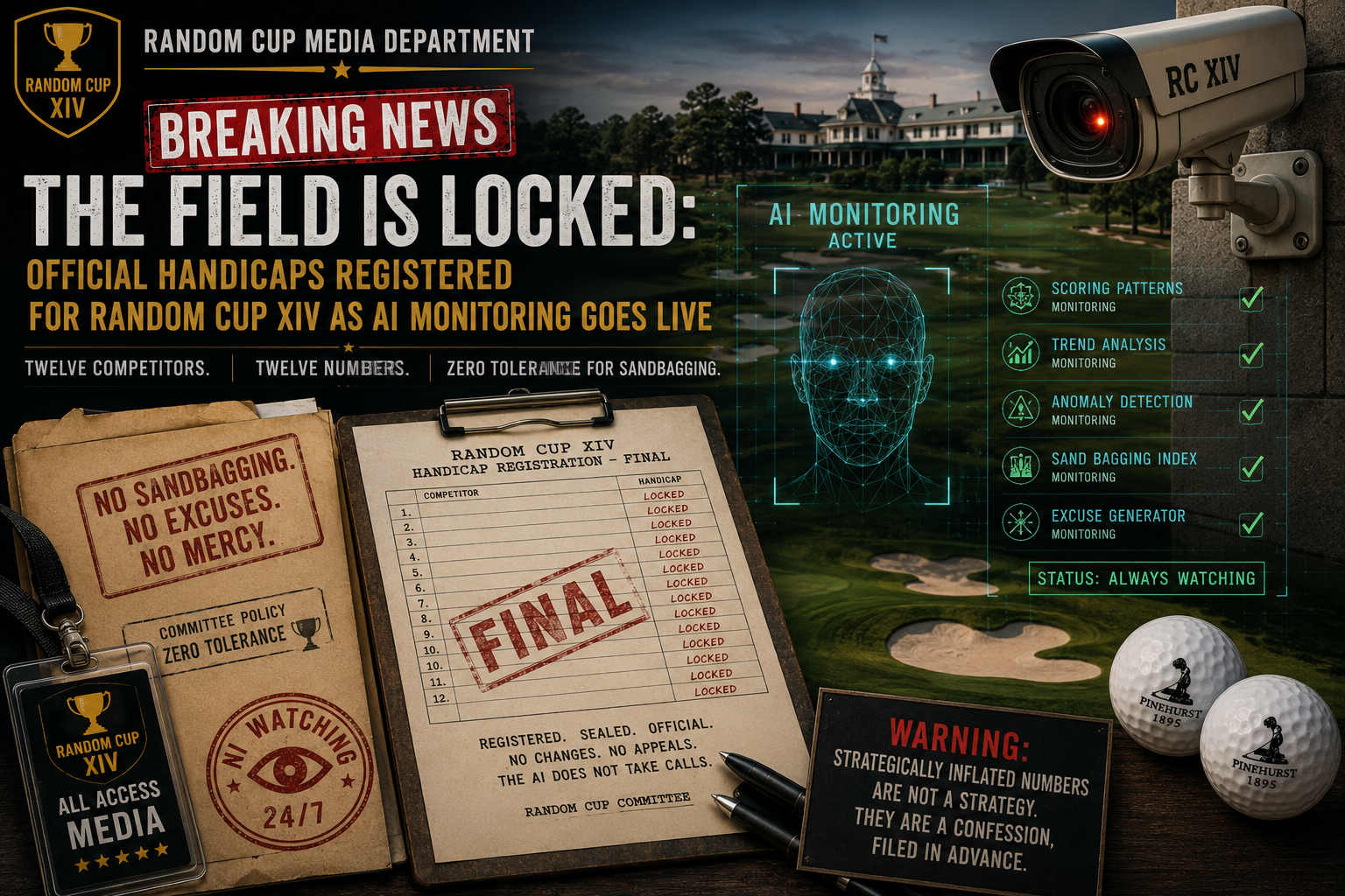 THE FIELD IS LOCKED: Official Handicaps Registered for Random Cup XIV as AI Monitoring Goes Live