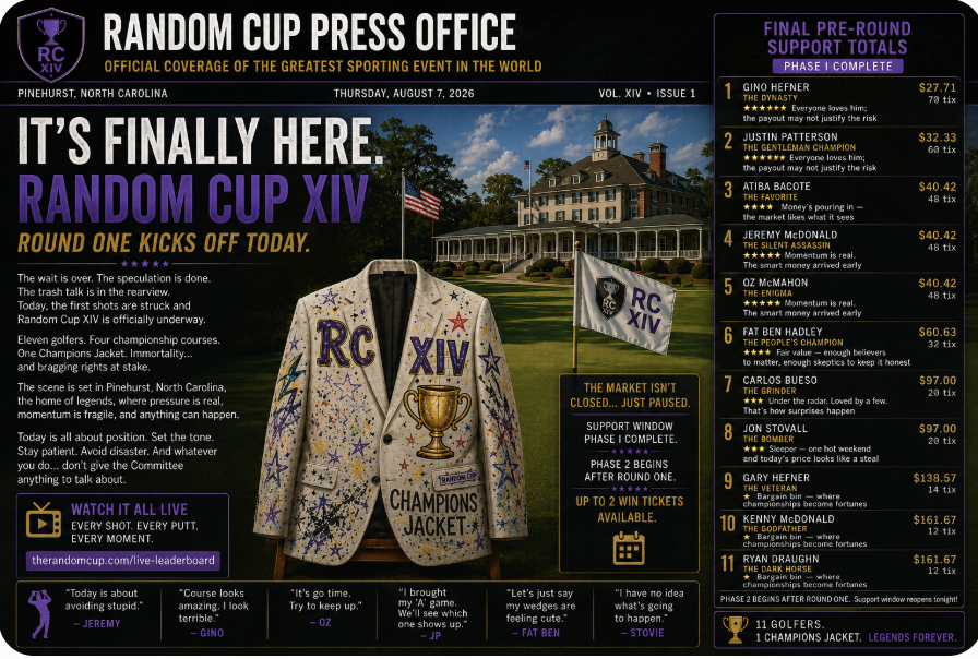 IT'S FINALLY HERE: Random Cup XIV Officially Begins Today