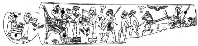 Canaanite "cherubim throne" ivory found at Megiddo (LB, ca. 1200 BCE, Phoenician design)