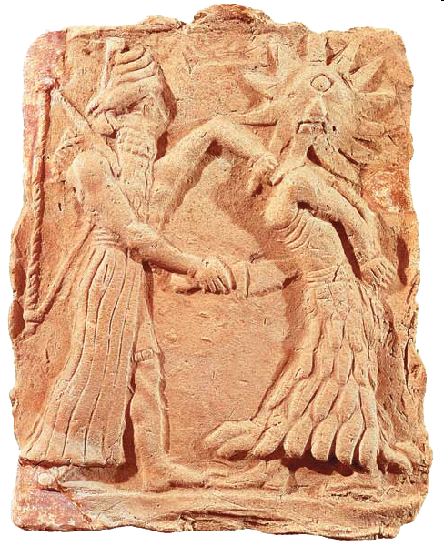 An early second-millennium B.C.E clay plaque depicting Marduk splitting Tiamat open