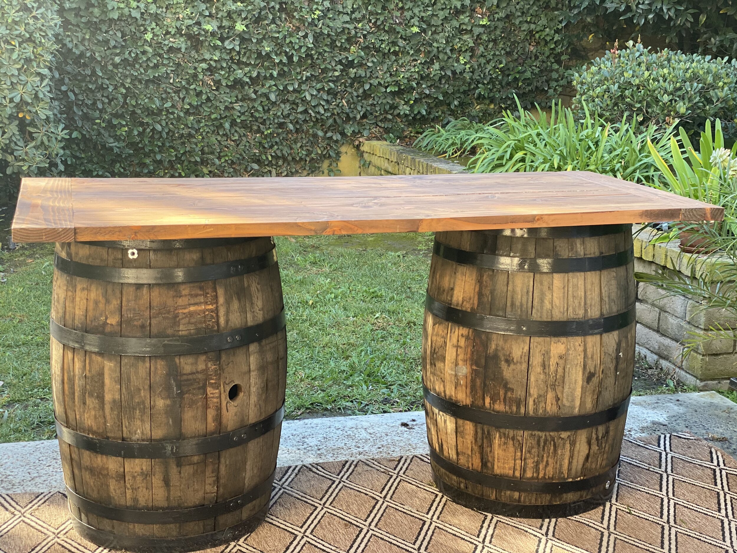 6ft Barrel Table $120