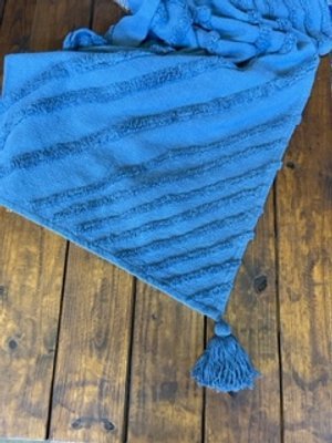 Blue Fringe Blanket $15