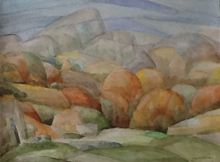  Berglandschap met begraafplaats in Picos de Europa (aquarel 30x40 cm) 