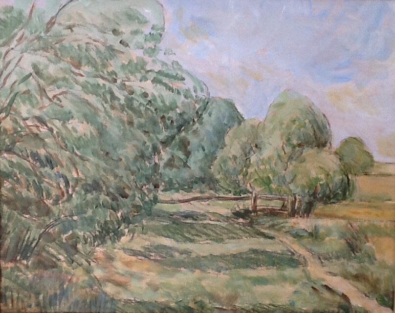 Pad langs de Oude Leij, de Regte Heide bij Goirle  (olieverf 30x40 cm)