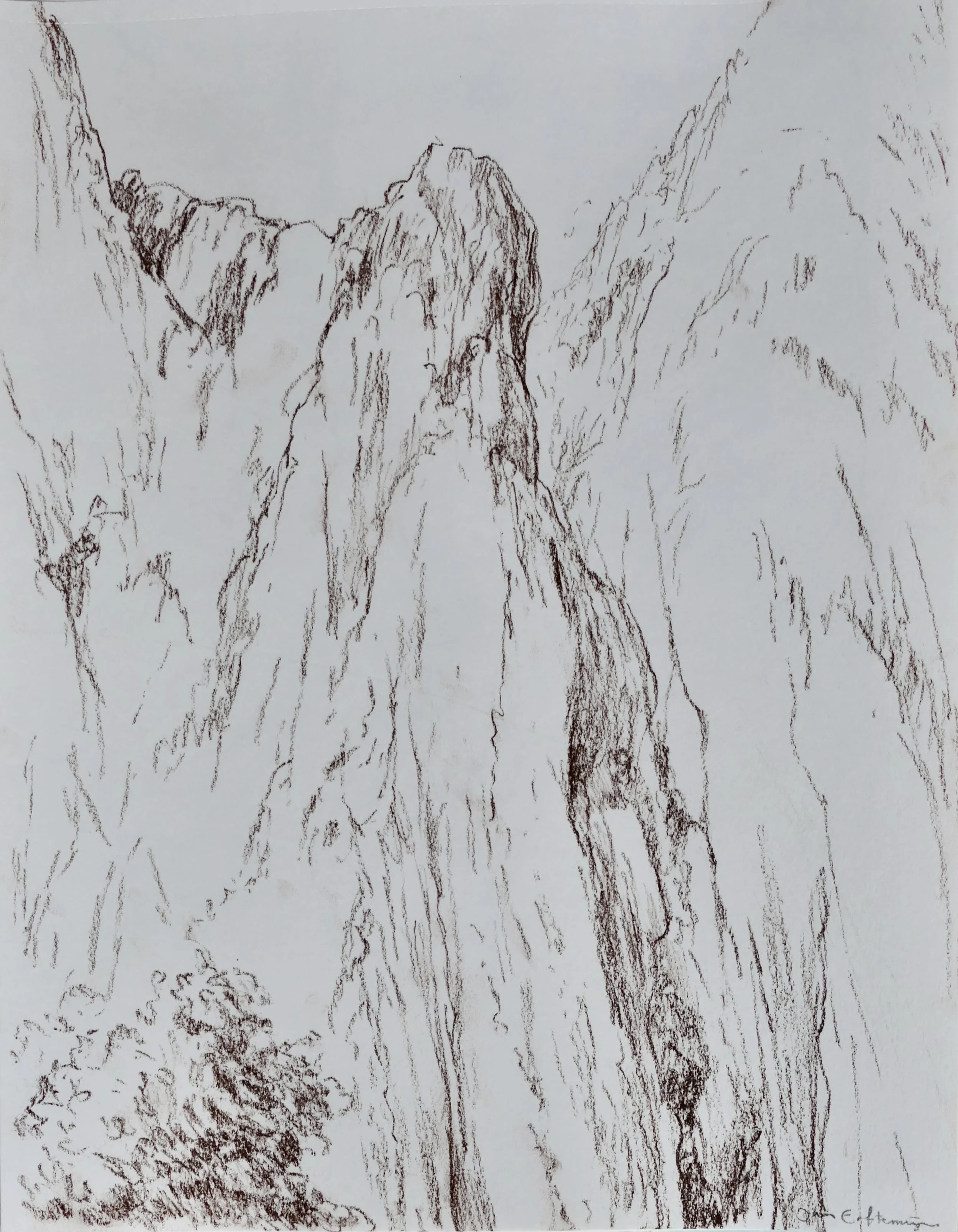 Study of a rock (brown crayon 30 x 40 cm)