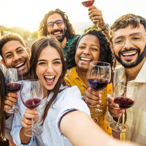 Friends enjoying Burgundy Wine Class at Tria