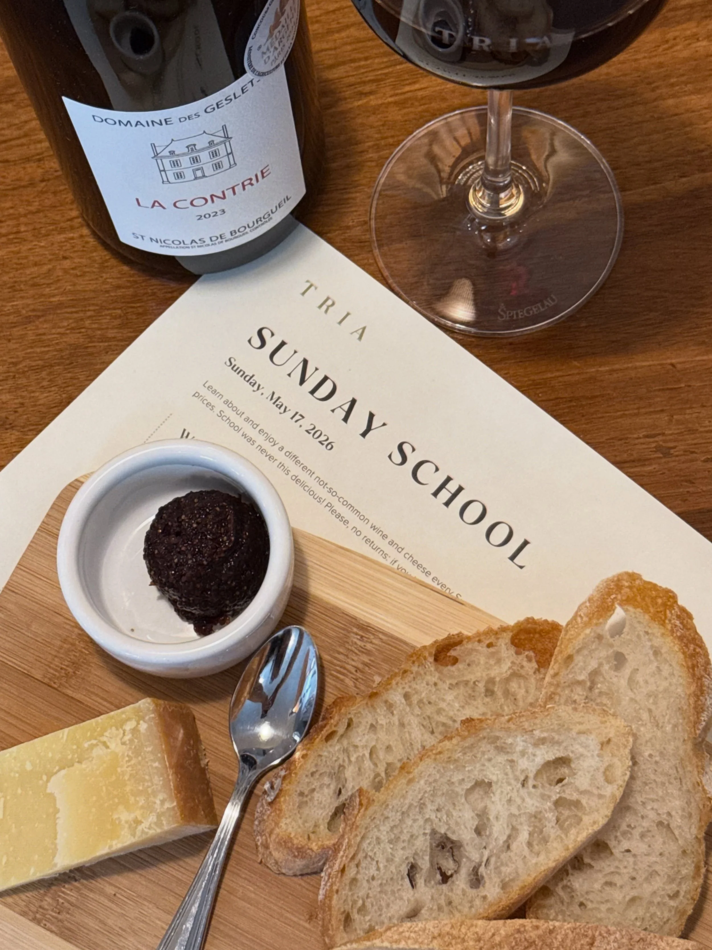 Sunday School is back this Sunday, May 17 🍷🧀

This week&rsquo;s pour is the 2023 Cabernet Franc &ldquo;La Contrie&rdquo; from Domaine des Geslets in France&rsquo;s Loire Valley &mdash; bright, fresh, and full of crunchy red berry fruit, soft herbs,