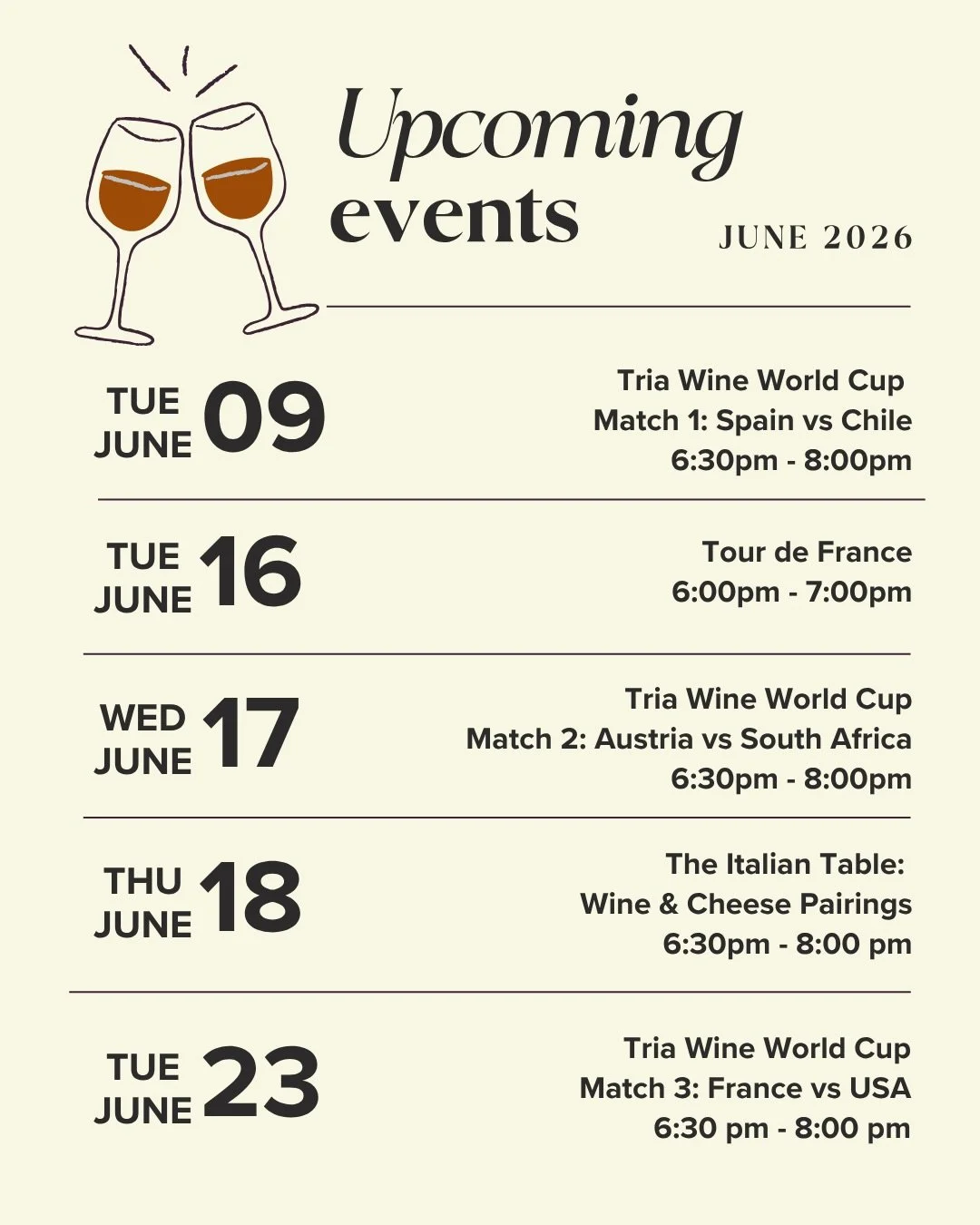 This June, we&rsquo;re taking your palate around the world.

From Spain and Chile&rsquo;s opening clash in the Wine World Cup to a guided Tour de France, an exploration of Italian wine and cheese pairings, and a showdown between France and the USA, e