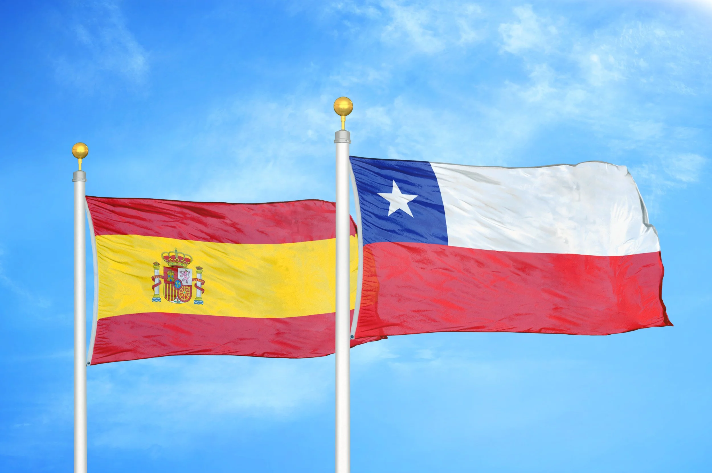 Flags of Spain and Chile