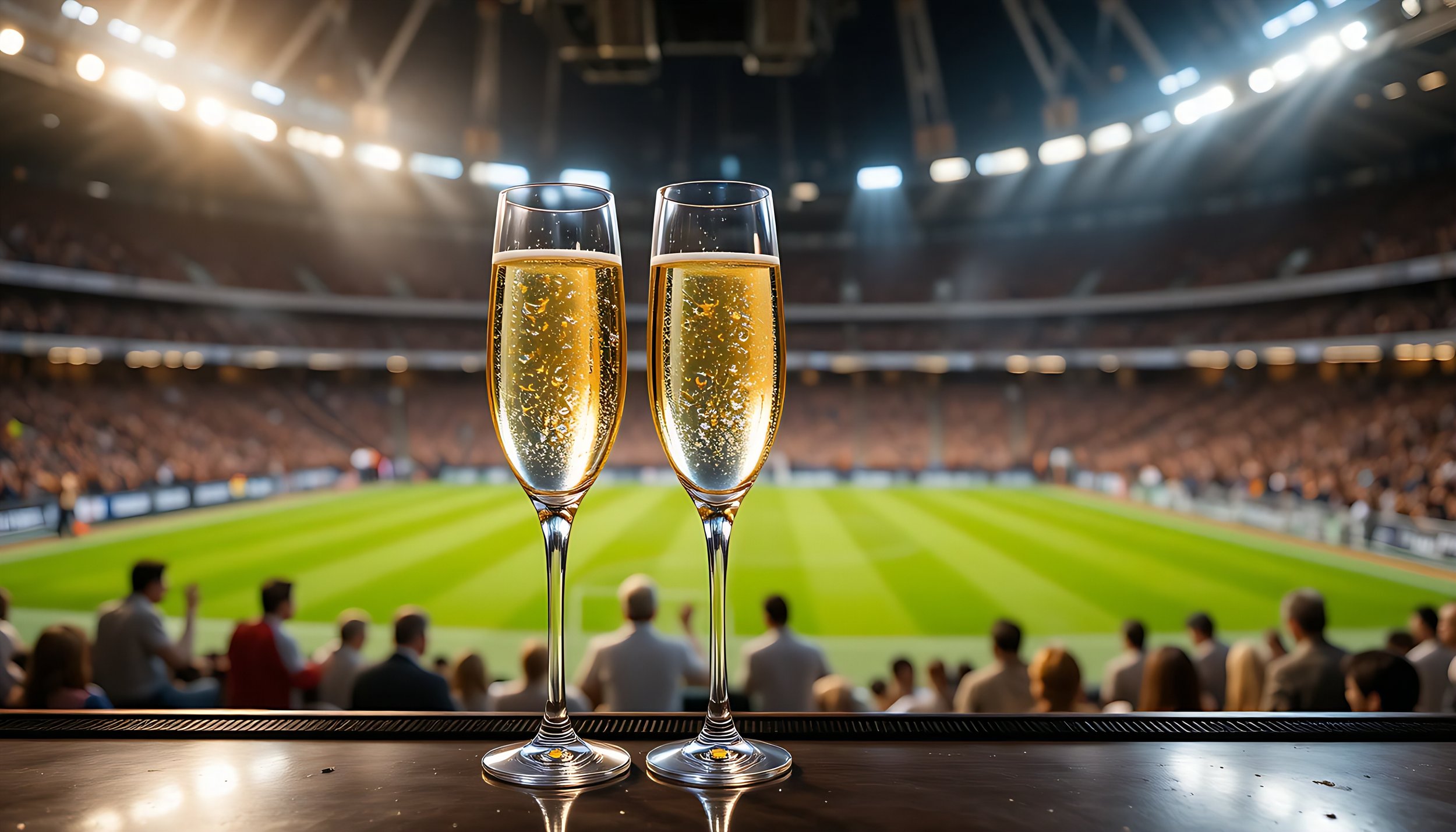 Glasses of Champagne at Soccer Match