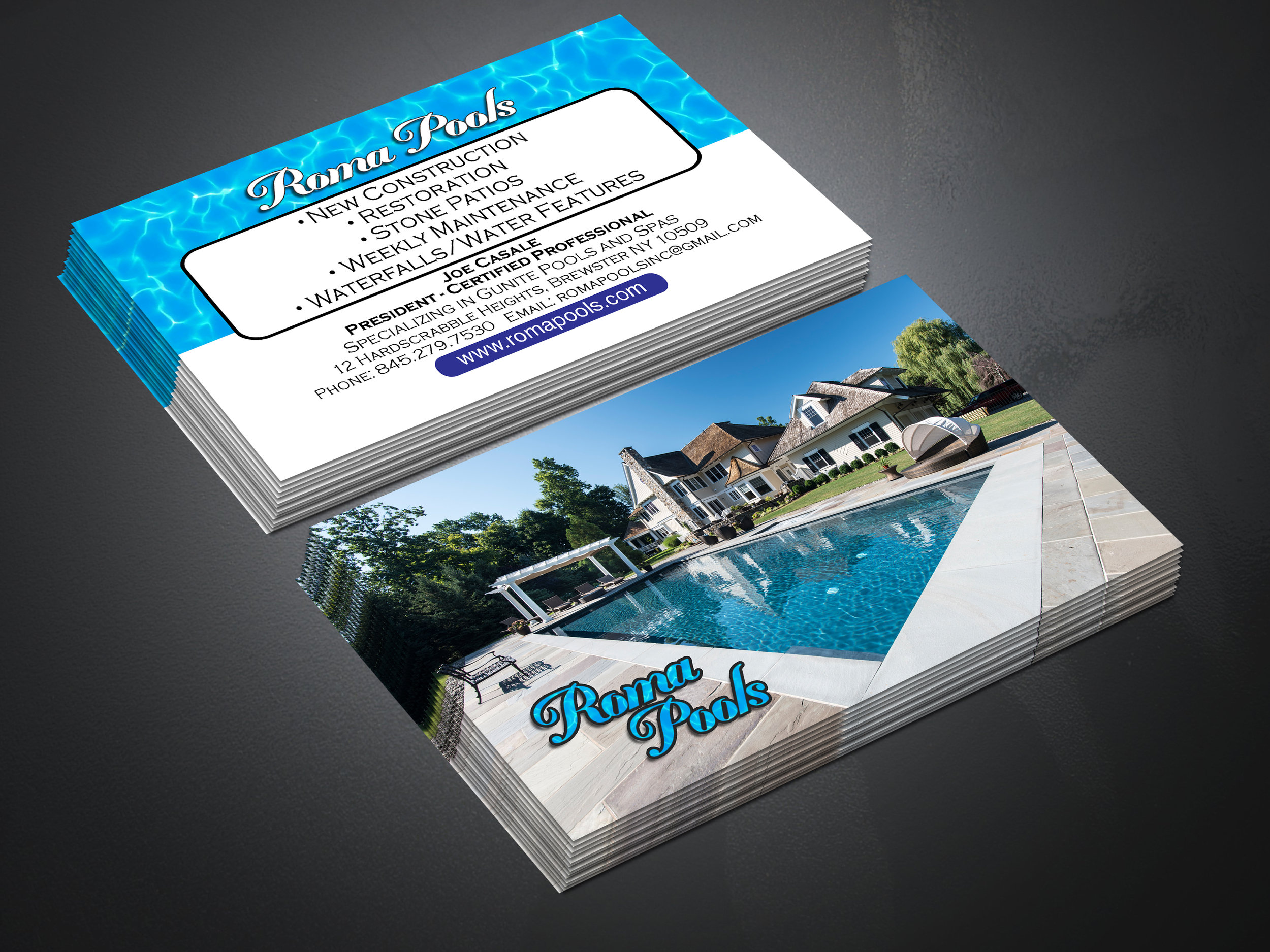 Roma Pools Business Card Design Brewster, NY.jpg