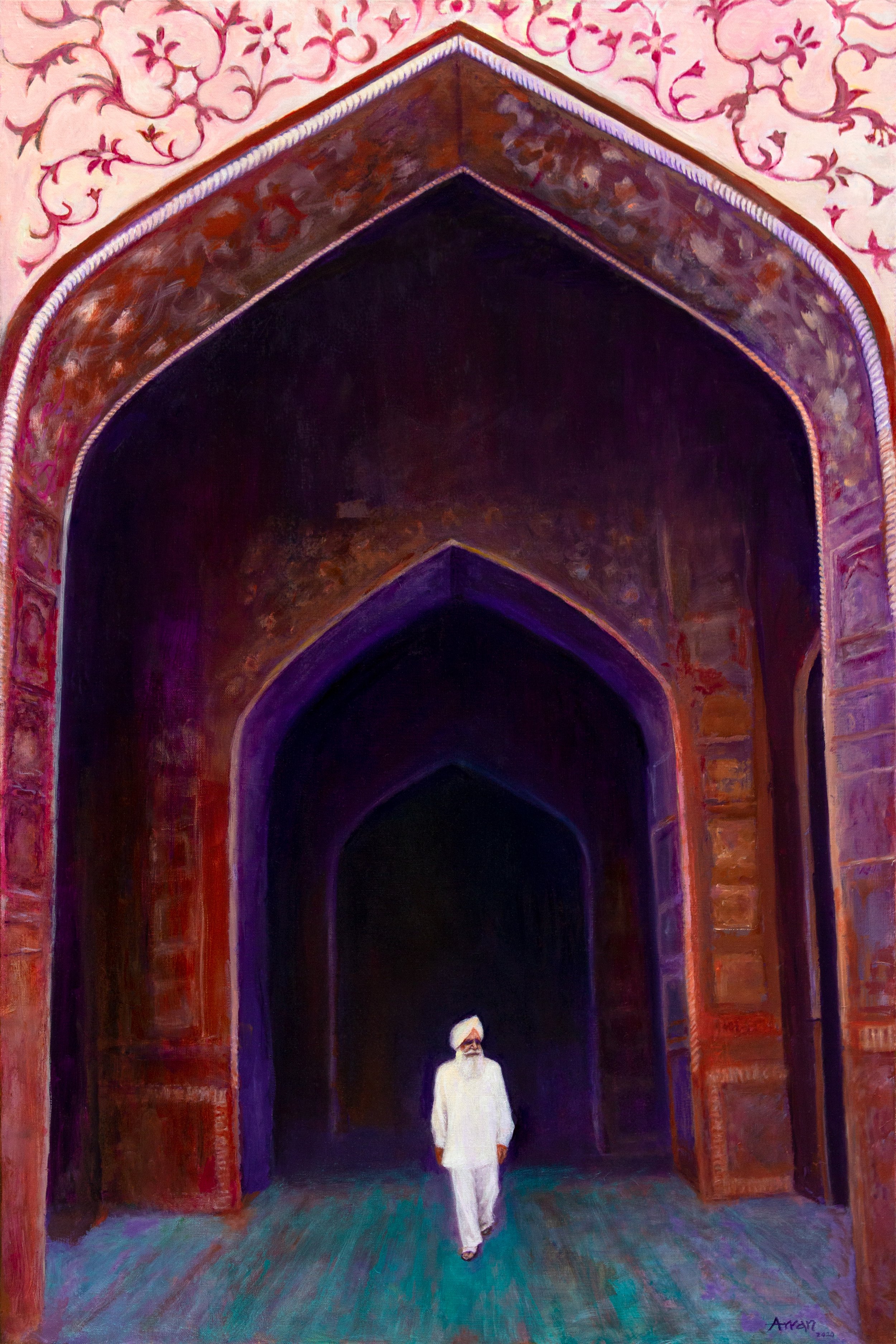 Darshan Beneath Mughal Archway, 1980