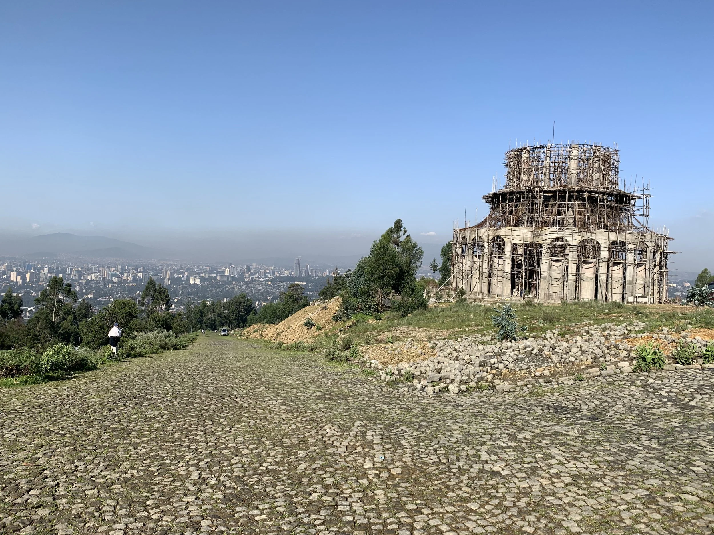 The view from the trailhead for running up into the green hills of Yeka.