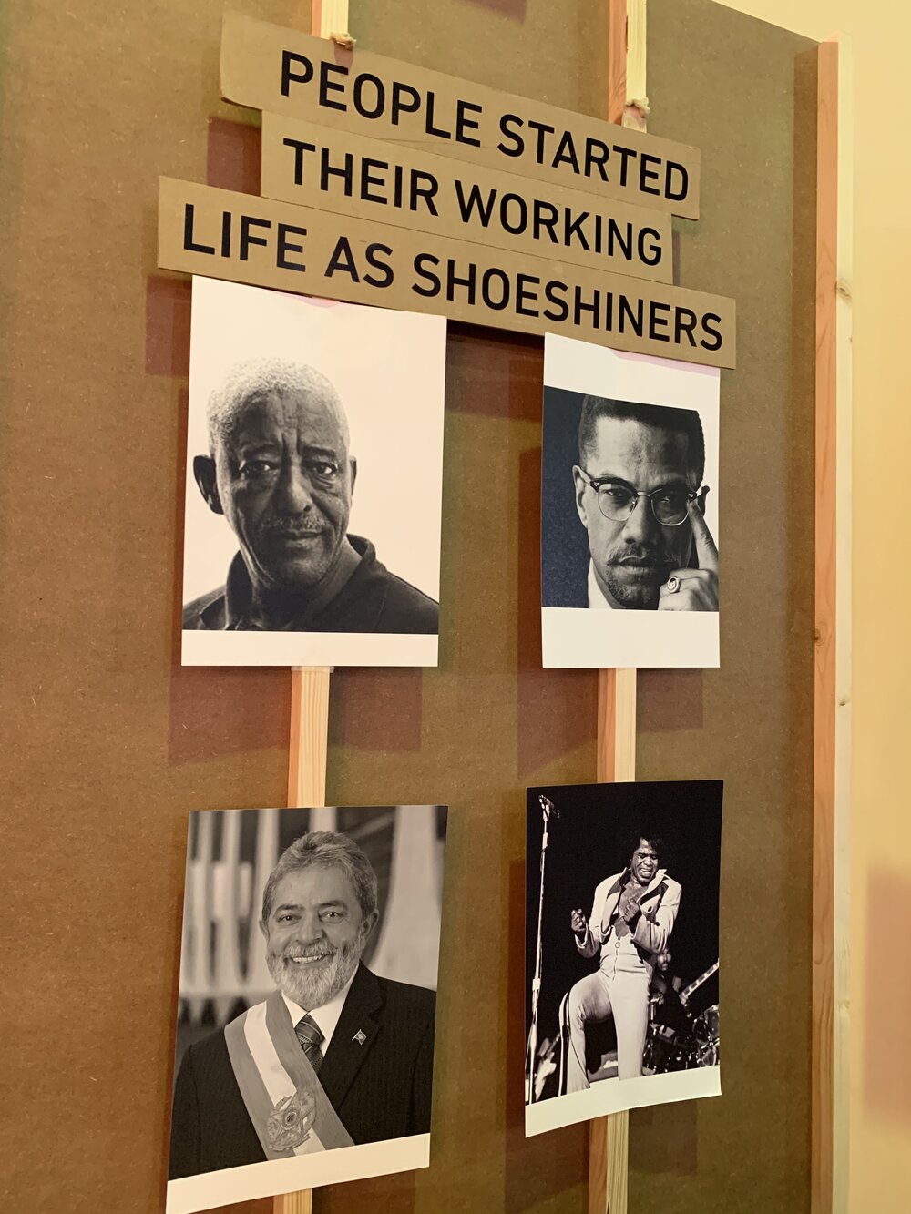 A display from one of the trade show exhibitors. Mahmoud Ahmed, an Ethiopian singer, is the top left picture. Not pictured - disgraced Gov. Rod Blagojevich (D-IL)