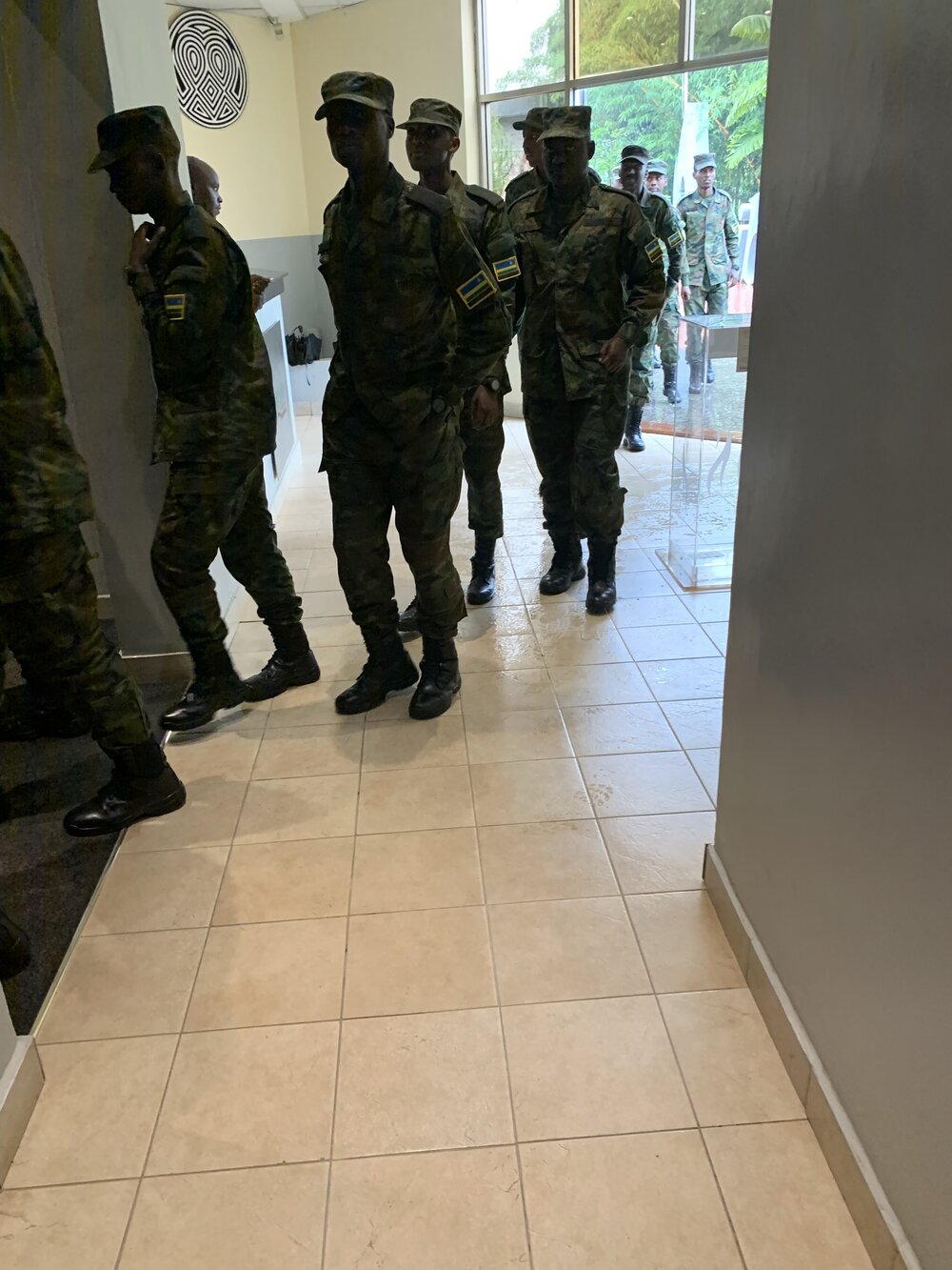 We were surprised to see a steady line of Rwandan soldiers coming through the exhibit in big groups.