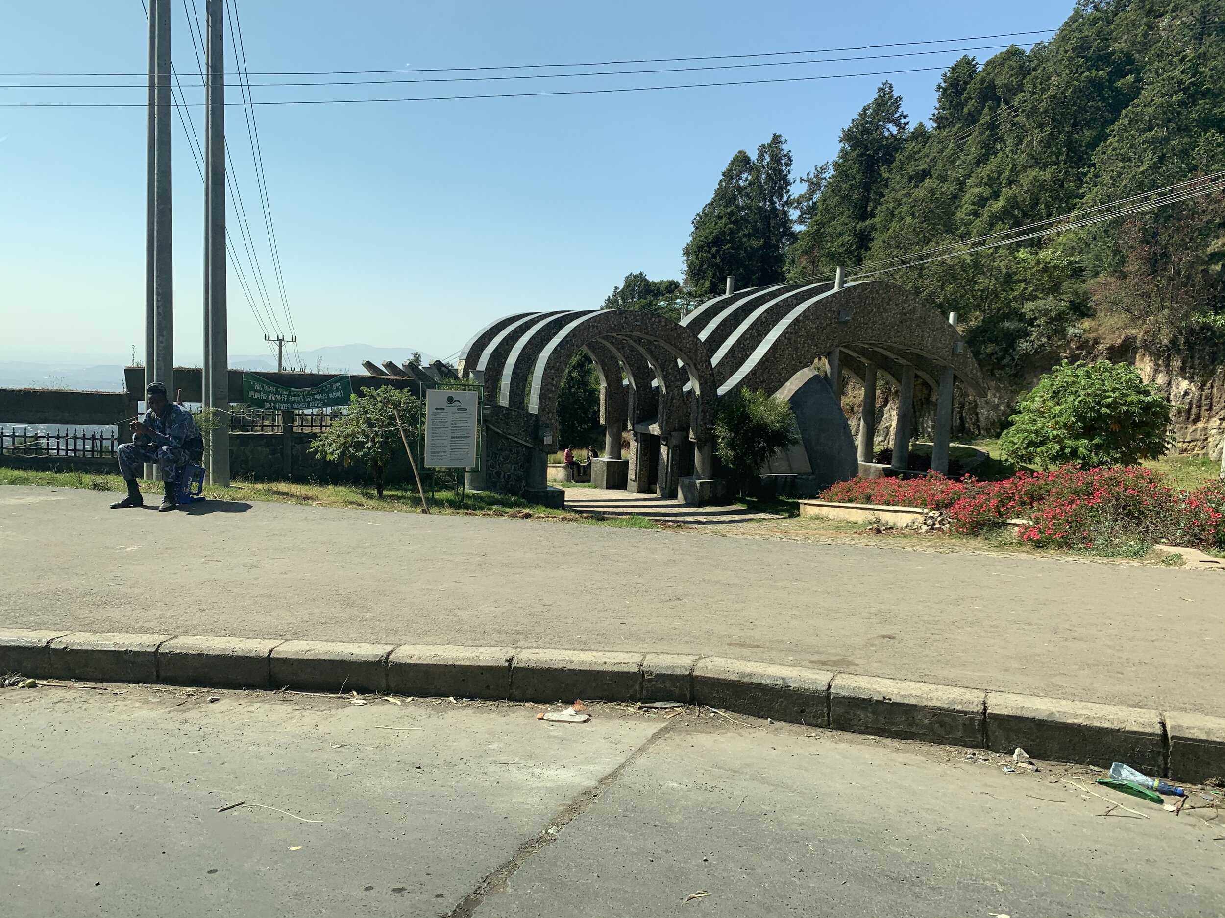 The entrance to the Gulele Botanical Gardens, where soldiers check IDs entering Addis (from Oromia).