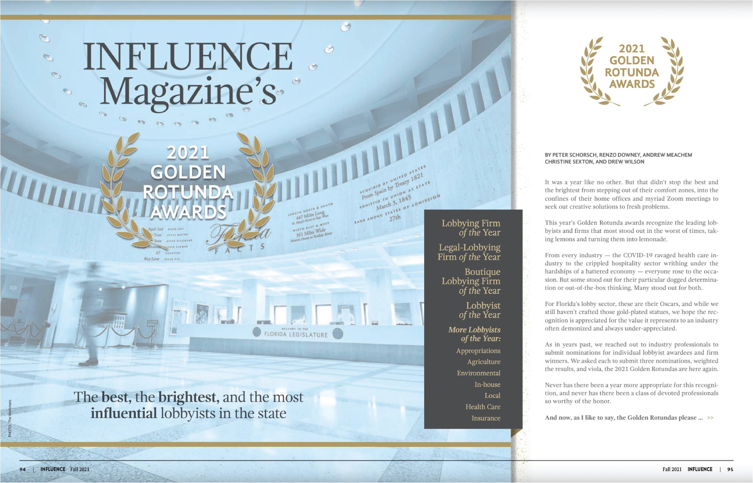 INFLUENCE Magazine Fall 2021 Golden Rotunda Awards by Alex Workman