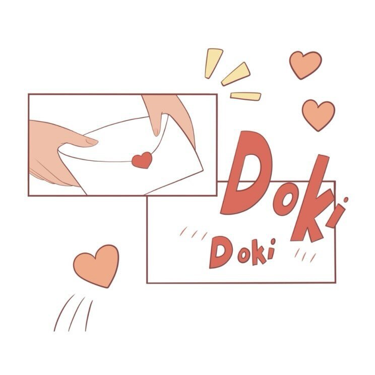 Doki Doki (heartbeats) Love Letter.

Available on my apparel &amp; accessories shop (link in bio).

─────&bull;~❉᯽❉~&bull;─────
#love #valentine #hearts #digitalart #illustration #stickers #cutetotebags #cutehoodiesweater