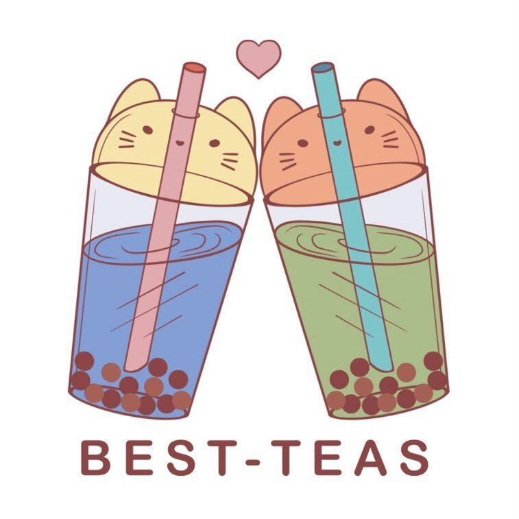 Best-Teas.

Available on my apparel &amp; accessories shop (link in bio).

─────&bull;~❉᯽❉~&bull;─────
#besties #boba #bobalover #love #valentine #hearts #digitalart #illustration #stickers #cutetotebags #cutehoodies