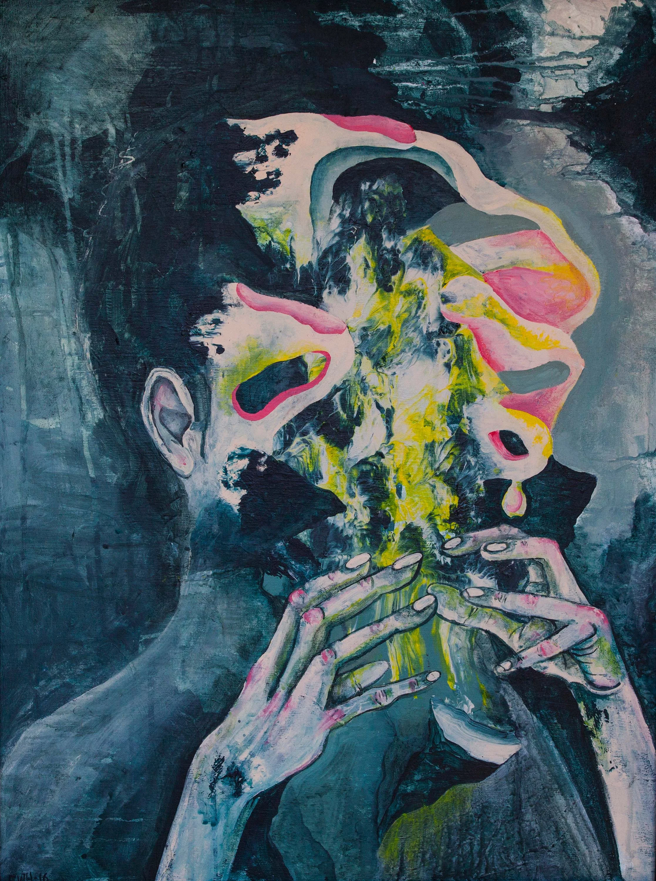 Self-portrait. Acrylic on canvas. 70cm x 100cm