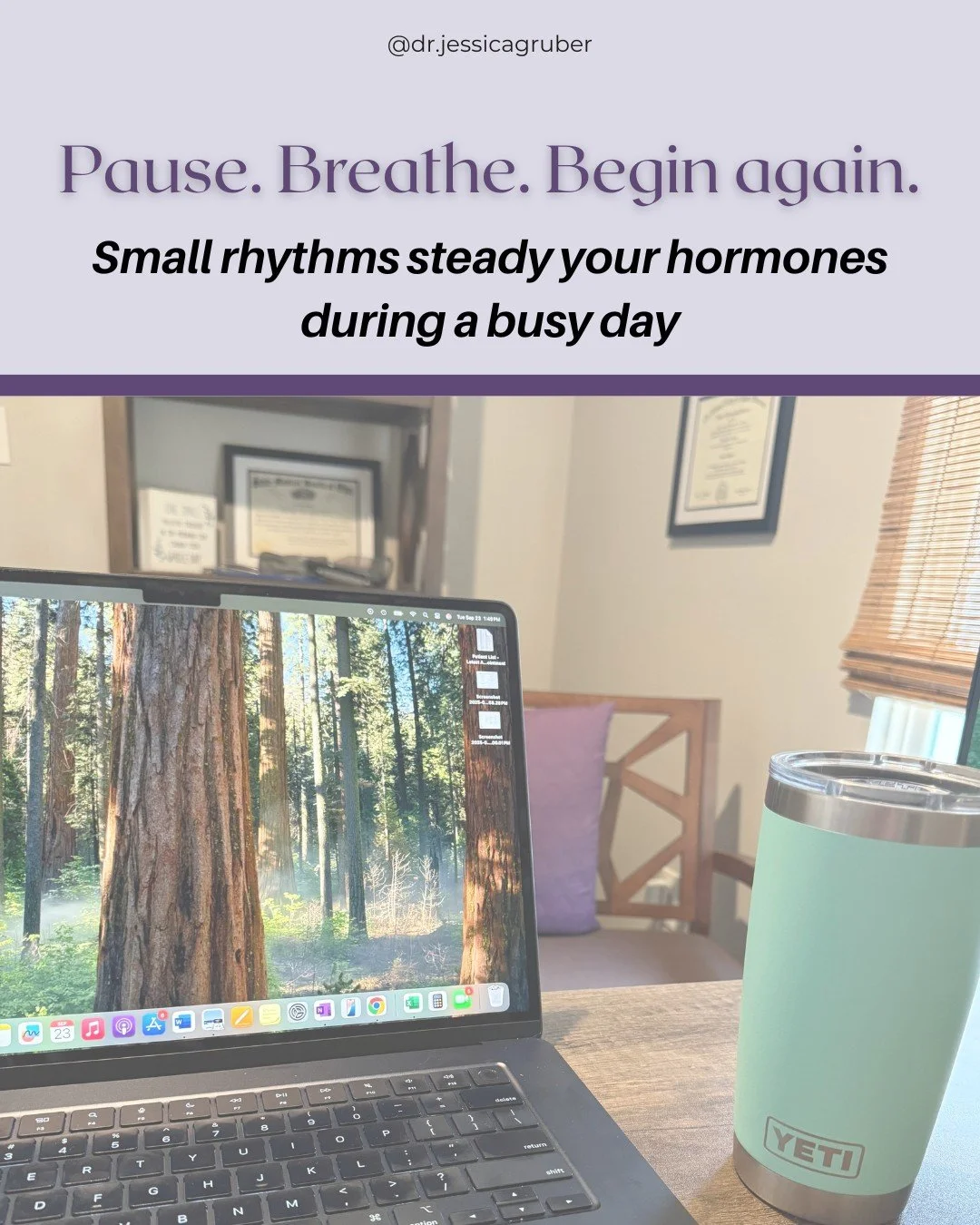In my office, I keep a simple rhythm: Pause. Breathe. Begin again.
Every appointment deserves a fresh start. That’s why I take a moment to reset between patients. One deep breath, one intentional pause, one reminder to be fully present.
Your
