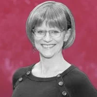 Åsa Emanuelsson, Director of Global Logistics and Trade at Zefyr Consulting, smiling at camera with a pink overlay background.