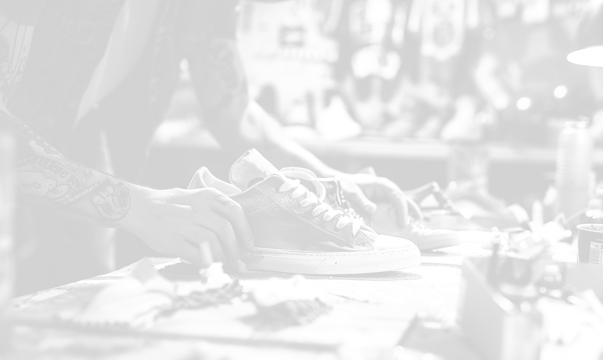 Man working on sneakers